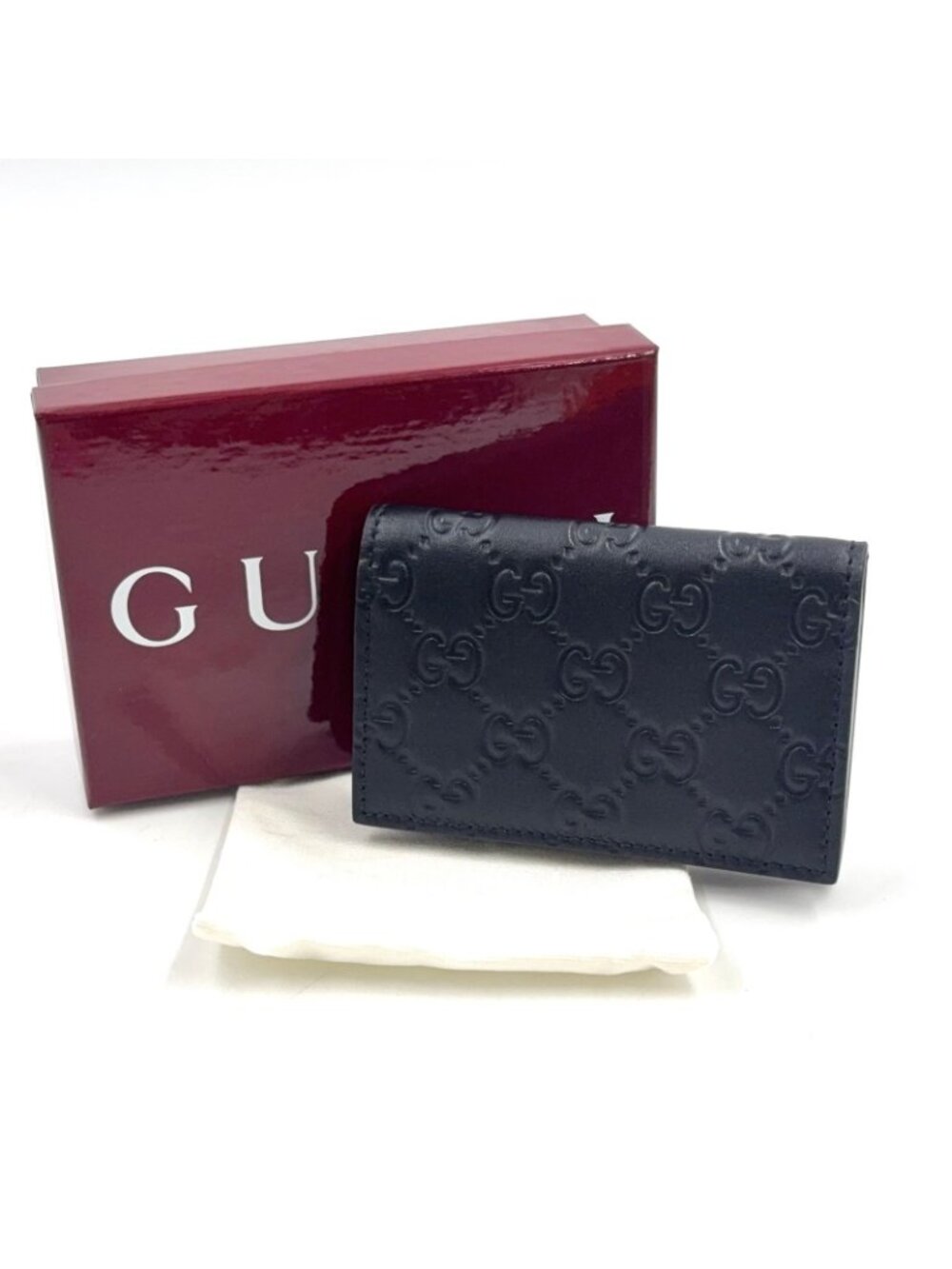 Gucci GG Emblem Leather Black Card Case - Picture 12 of 12